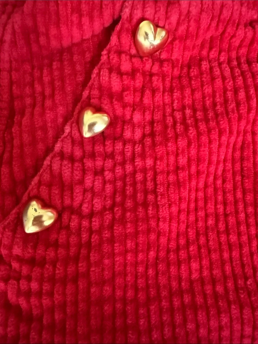 Girls Red Corduroy Pull-On Pants with Heart Studs